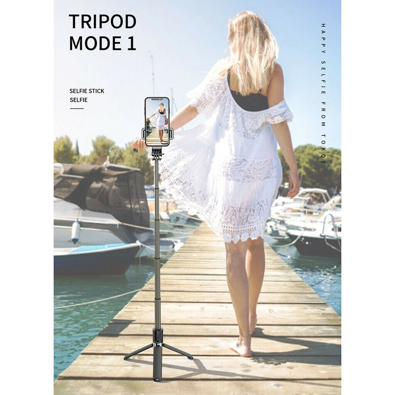 Selfie Stick, All in 1 Portable Selfie Stick Tripod with Bluetooth Remote, for