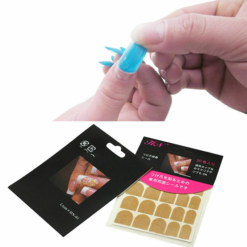 1 Sheets 20 Tips Double Sided Adhesive Tape Glue Stickers Nail Art False Dz F9D2