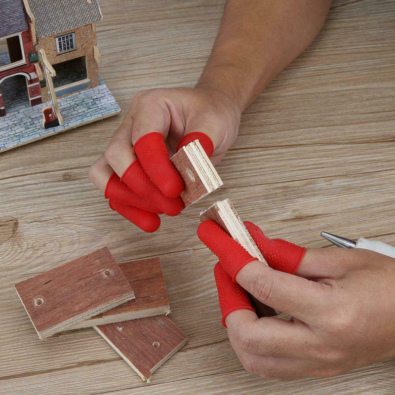 Anti-slip Hot Glue Gun Finger Caps Silicone Finger Cover Sleeve (Red 5pcs)