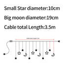 LED Twinkle Moon Star Window Curtain Fairy Lights Display Warm White Romantic
