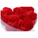 6 Pcs Red Scented Bath Soap Rose Petal in Heart Shape Box