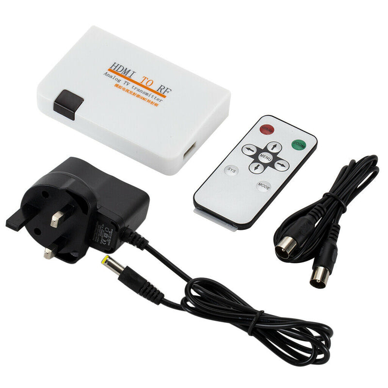HDMI To RF Coaxial Converter Box With Remote Control White UK