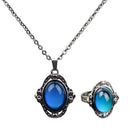 Zinc Alloy Oval Pendant Ring, Color Change Mood Necklace Choker Emotion Jewelry