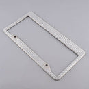 Stainless Steel Metal Noble Luxury Bling Crystal Number License Plate Frame J6C4