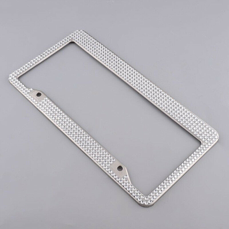 Stainless Steel Metal Noble Luxury Bling Crystal Number License Plate Frame J6C4
