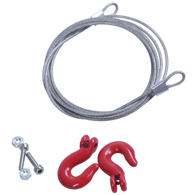 RC Rock Crawler Steel Tow Rope & Tow Hooks For 1/10 Climbing Car Trailer Pa J1A3
