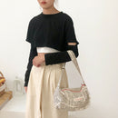 Women Handbag Newspaper Top-Handle Pillow Fashion Leather Cylinder Shoulder Bags