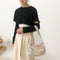 Women Handbag Newspaper Top-Handle Pillow Fashion Leather Cylinder Shoulder Bags