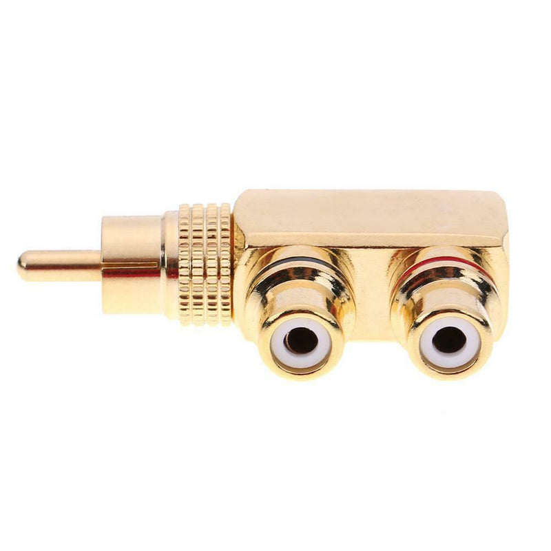 Gun Shape RCA 1 Male to 2 Female AV Audio Video Splitter Adapter Connector