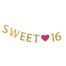 2pcs Glitter Sweet 16 Happy 16th Birthday