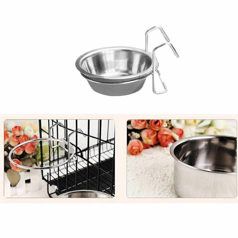 150ml Stainless Steel Pet Feeding Bowl Dog Cat Food Water Dish with Hook (S G1H4