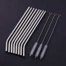 8Pcs/Kit Stainless Steel Metal Drinking Straw Straws w/ 3 Cleaner Brush Tools