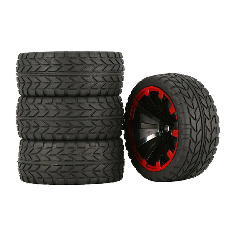 4 Pieces 64mm Rubber On Road Tyre Drift Tires Wheel Rim 12mm Hub for 1/10 HSP