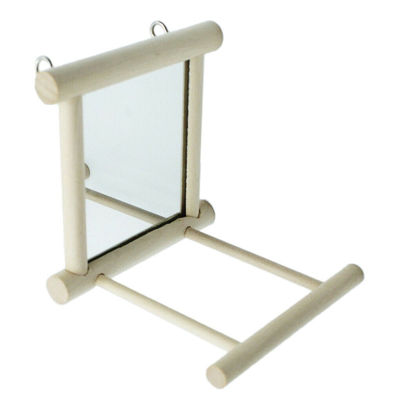 Bird Toys Wooden Swing with Parrot Mirror for Parrot Macaw Cockatiel Perches