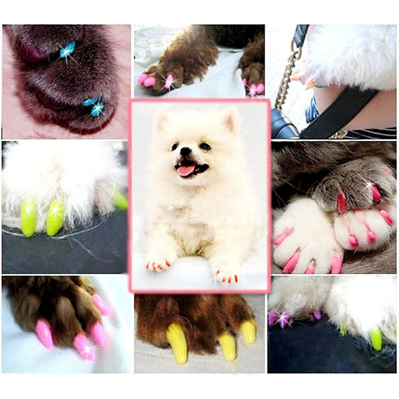 100Pcs Soft Nail Caps for Lovely Pet Dog and Cat Paw Control Green XL