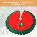60cm Xmas Tree Skirt Star Green Wave Edged Carpet Nonwoven Floor Mat Decor