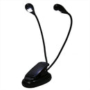 Black Clip on 2 Dual Arms 2 LED Flexible Book Music Stand Light Lamp