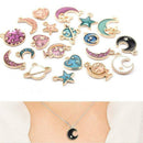 20PCS Enamel Plated Mixed Moon Star Planet Pendant Charms for Bracelet Necklace