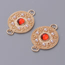 2x Golden Round Flat Back Charms Connector Fit DIY Bracelet Necklace Jewelry