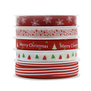 5 x 5 Meters of Styles 3/8" Christmas Grosgrain Fabric Satin Ribbon Set For Gift