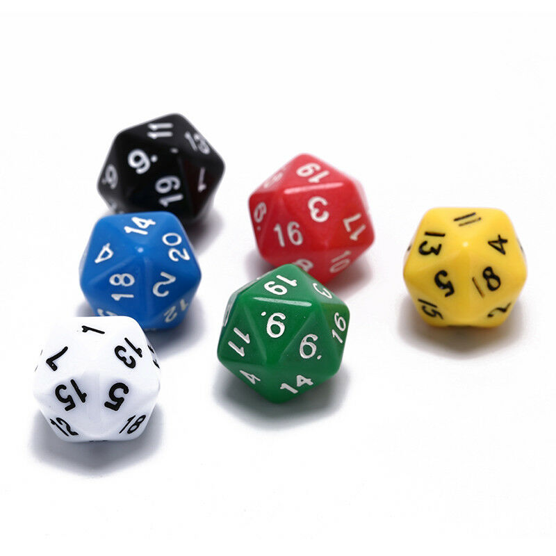 6Pcs/Set Games Multi Sides Dice D20 Gaming Dices Game Playing Mixed Color Ty ME