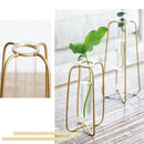 1 Piece Vase For Decoration Tube Vase Metal Stand Glass Tube Bottle For Pla V2B8