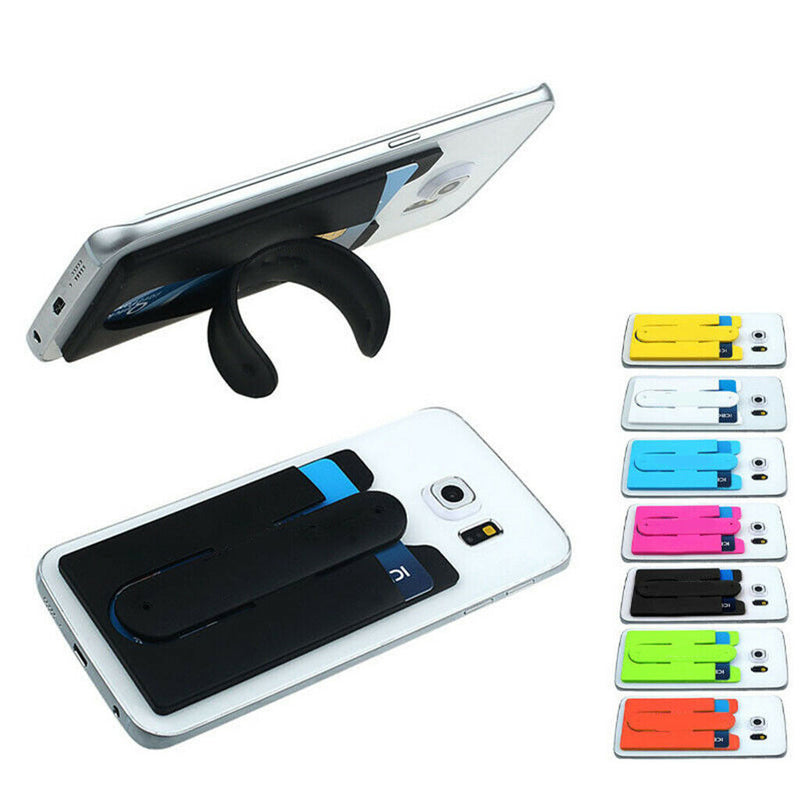 15 Pcs 2 in 1 Silicone Phone Adhesive Holder Credit Card Pouch Stand Black
