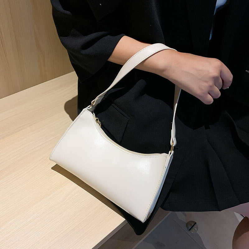 Fashion Pure Women Handbag Leather Female Small Shoulder Tote Bag (White)