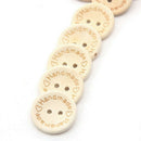 100pcs/pack Hand Made with Love Sewing Wood Button 15mm Round Decorative Cr N2Y7