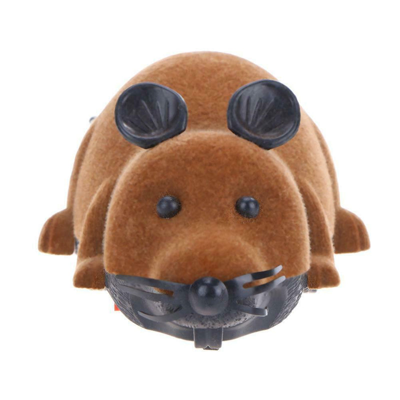 Wireless Electric RC Flocking Rat Toys Pet Cat Remote Control Mouse (Brown) A