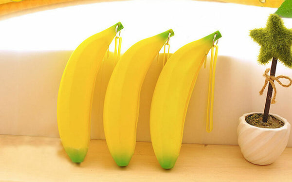 Novelty Silicone Portable Banana Coin Pencil Case Purse Bag Wallet Pouch .AU