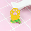 Cat Dog Claw Brooch Animal Paw Jacket Badges Backpack Ornaments (Yellow) A