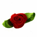 100pcs Mini Satin Ribbon Rose Flower Leaf Wedding Decor Appliques Sewing DI