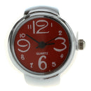 Watch Ring Quartz Movement Alloy Round Dial red Jewelry T6O3