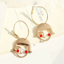 Cartoon Girl Face Outline Alloy Drop Earrings Originality Jewelry