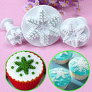 3 Pcs Cake Xmas Snowflake shape Plunger Fondant Decor Sugarcraft Mold Cutter JR
