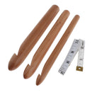 3pcs Wood Chunky Crochet Hook With Measuring Tape15 20 25mm Knitting Needles