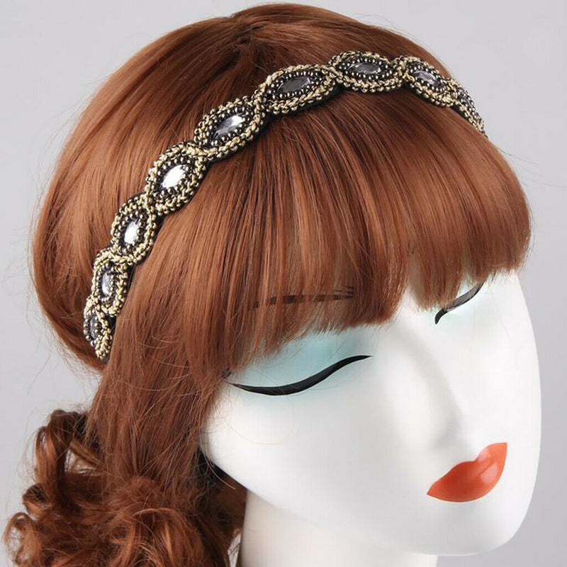 Retro 1920s  Applique Beads Headband Bride Girls Flapper Headpiece