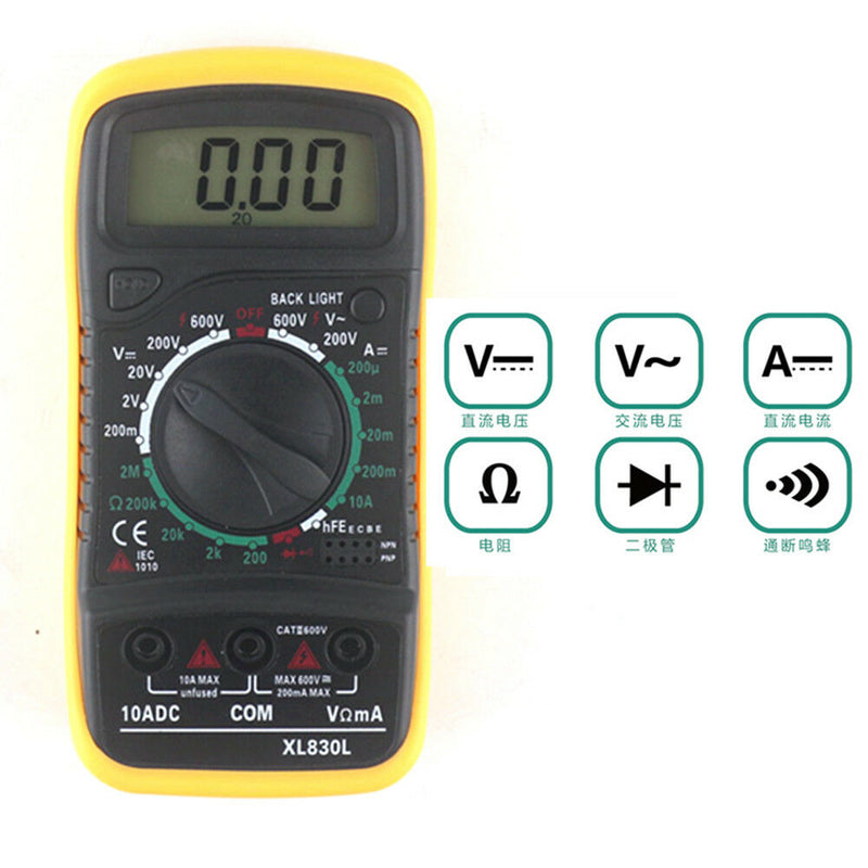Digital Multimeter AC DC Voltmeter Ammeter Ohmmeter Volt Tester Meter XL-830L AU