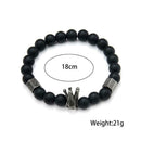 Fashion Men Black Crown Onyx Bracelet 8mm Stone Beads Charm Beaded Accessory
