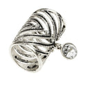 Clear Crystal Charms Dangle Silk Chiffon Scarf Rings Tube Buckle Jewelry