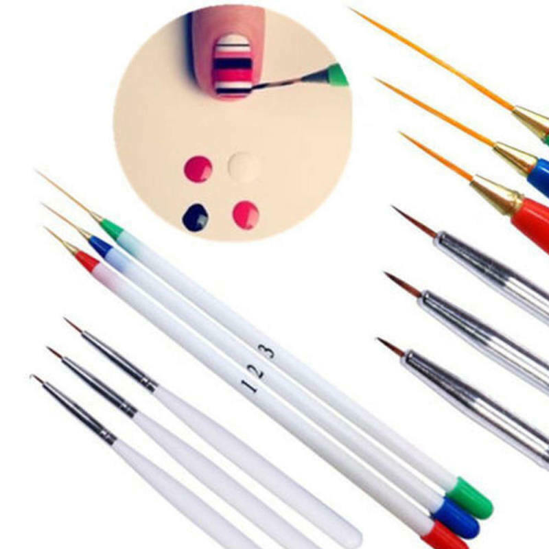 6PCS Acrylic Nail Pen Set Painted Supplies Brush Draw Flower Manicure Too PIY