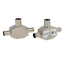 Universal 2Pcs 2 Way TV Aerial Splitter Coaxial Signal 1 Female To 2 Male