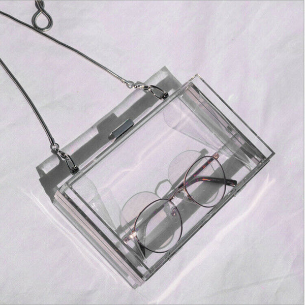 Acrylic Transparent Clutch Chain Box Women Shoulder Bags Hard Day Clutches  Y3I2