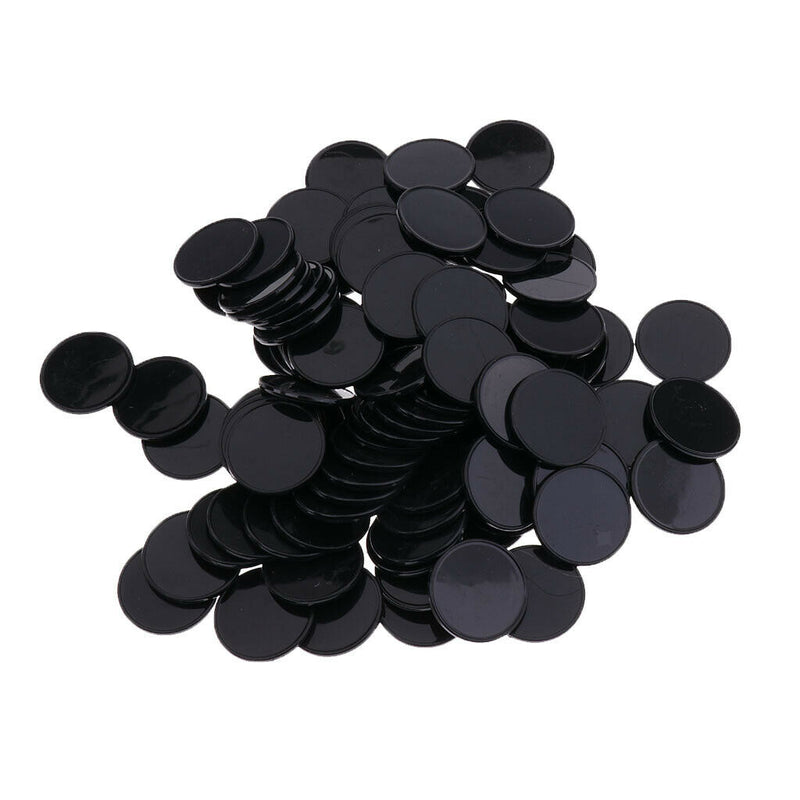 100 Pieces Round Casion Poker Card Counting Bingo Chips Tokens Black 25mm