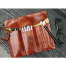 Retro Roll Leather Makeup Cosmetic Brush Pen Pencil Case Organizer Pouch BaFBES