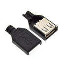 10PCS USB2.0 Type-A Plug 4-pin female Adapter Connector jack&Black Plastic Cover