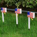 2x Outdoor Waterproof Solar Powered US Flag Shaped Lights for Garden Pathway