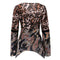 Sexy V-Neck Leopard Print Long Sleeve Women Daily Tops Blouse (Black M)