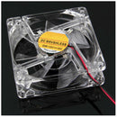 Fan Size: 80x80x25mm Colorful Quad 4-LED Light Neon Clear 80mm PC Computer  D7A6